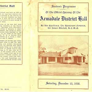 Programme for the Official Opening of the Armadale District Hall